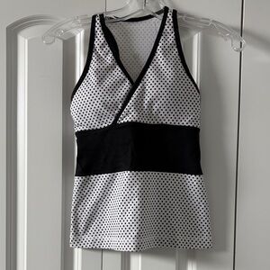 Lululemon Black & White Polka Dot V-Neck Tank Top